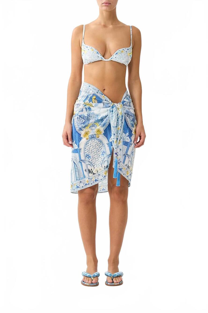 NEW CAMILLA woven with tassels short sarong in de nada granada